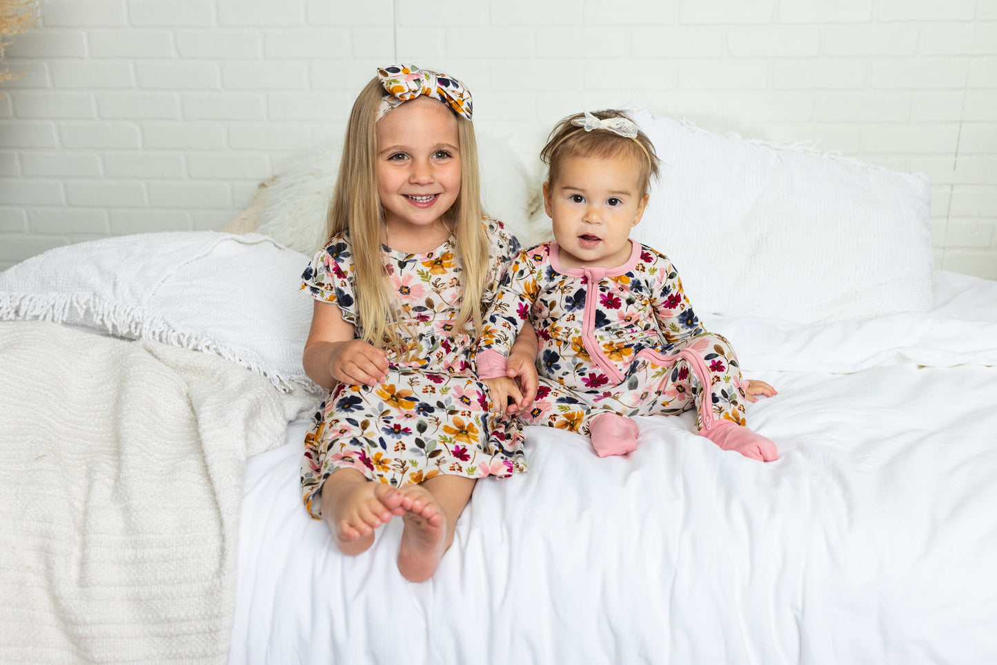 Watercolor Floral Bamboo Two-Piece Pajama Set