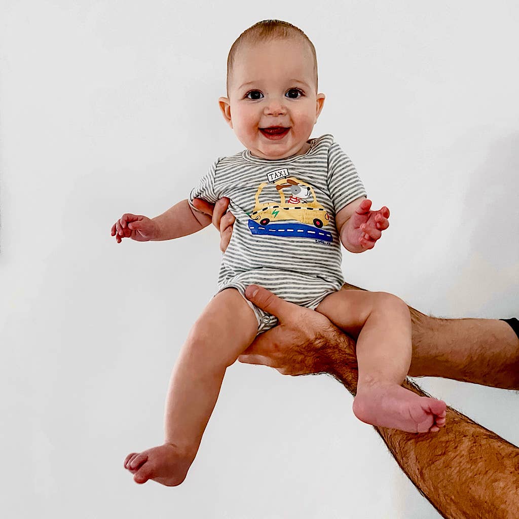 Organic Taxi Baby One Piece (Handmade): White / 3-6 Months