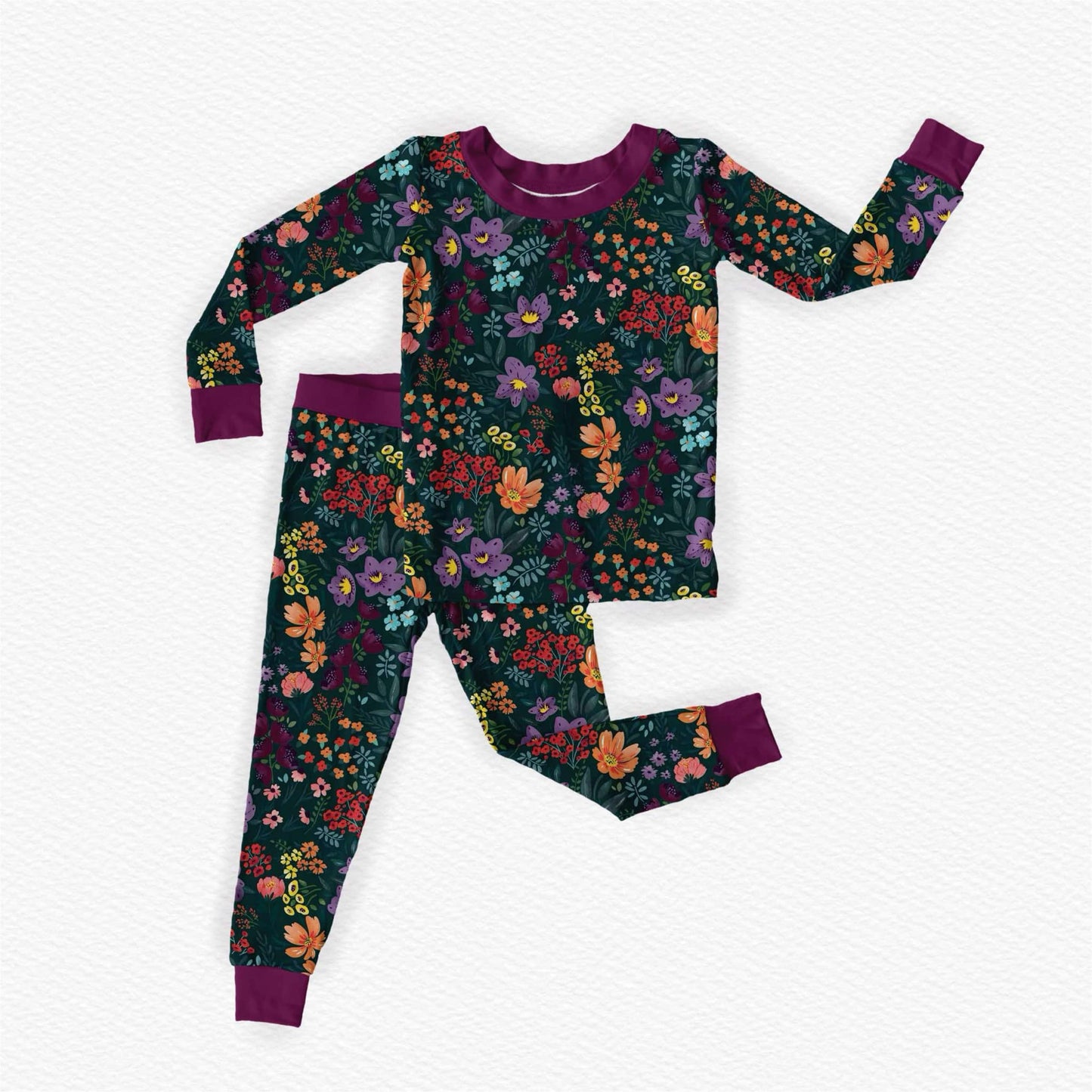 Midnight Floral Two-Piece Children's Bamboo Set