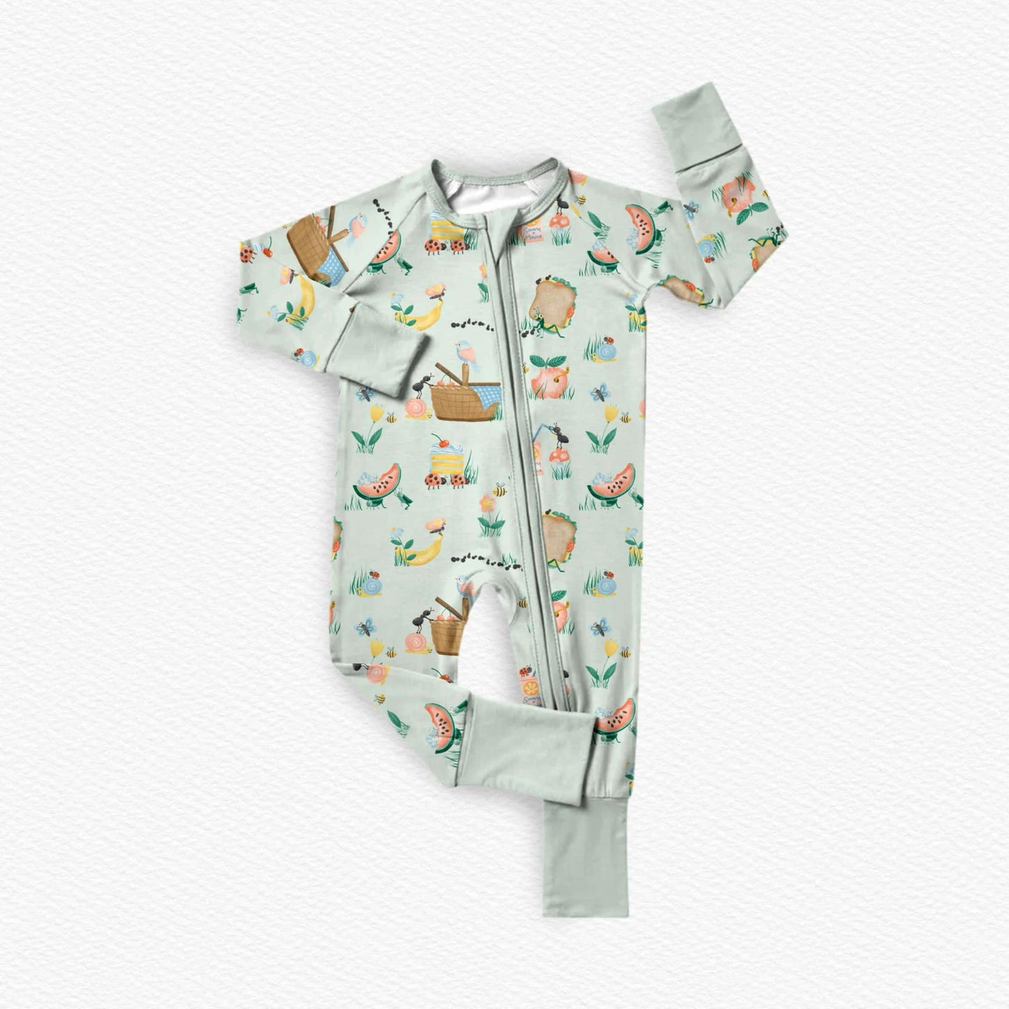 Summer Picnic Bamboo Viscose 2-Way Zipper Romper