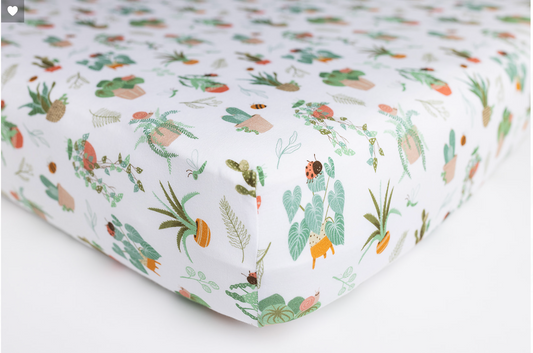 Houseplants Galore Crib Sheet in Snow