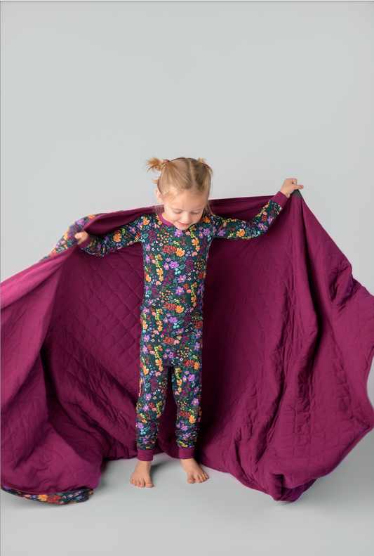 Midnight Floral Adult Quilted Blanket