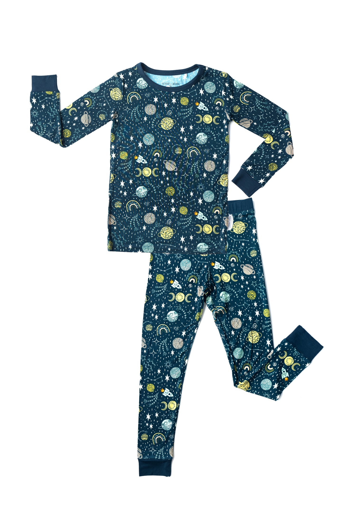 Goodnight Meteorite Bamboo Two-Piece Pajama Set Navy