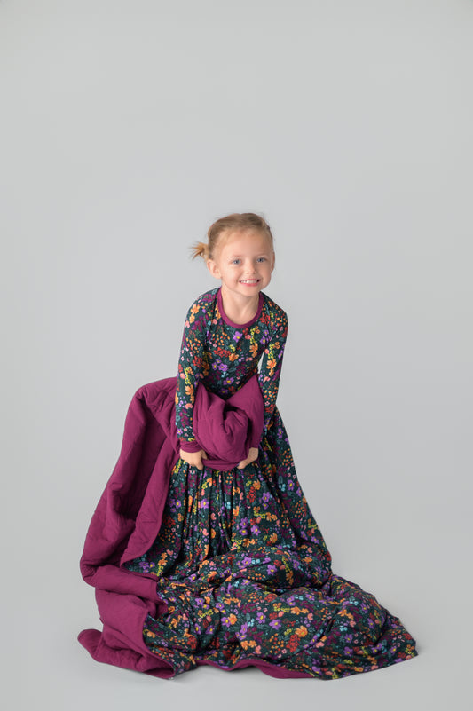 Midnight Floral Adult Quilted Blanket