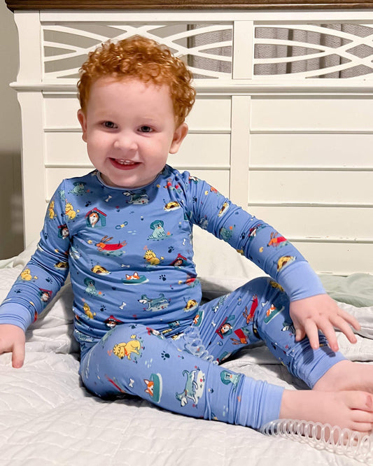 Dawson's Puppy Party Two-Piece Pajama Set Blue