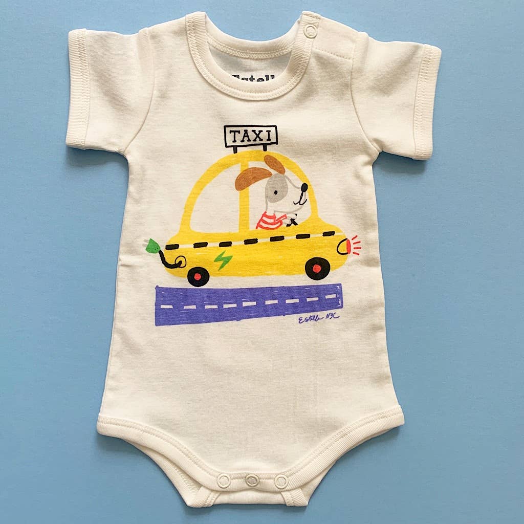 Organic Taxi Baby One Piece (Handmade): White / 0-3 Months