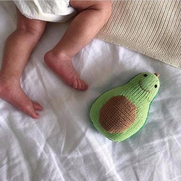 Organic Baby Toy - Avocado Rattles (Handmade): 5.5"t X 3"w X 2"d