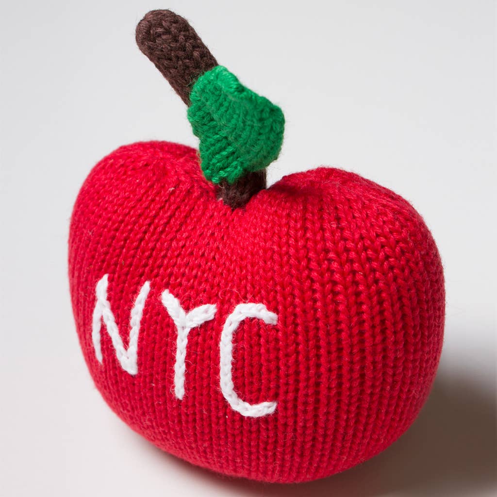 Organic Baby Toy - Big Apple Rattle (Machine Washable): 3.5"t X 3.5"w X 2"d