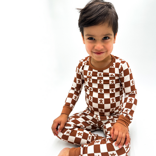 Christmas Gingerbread Checkered Two-Piece Bamboo Set