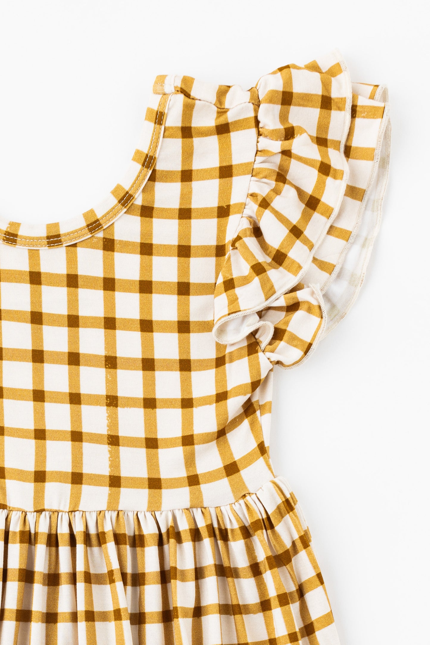 Caramel Gingham Bamboo Twirl Dress