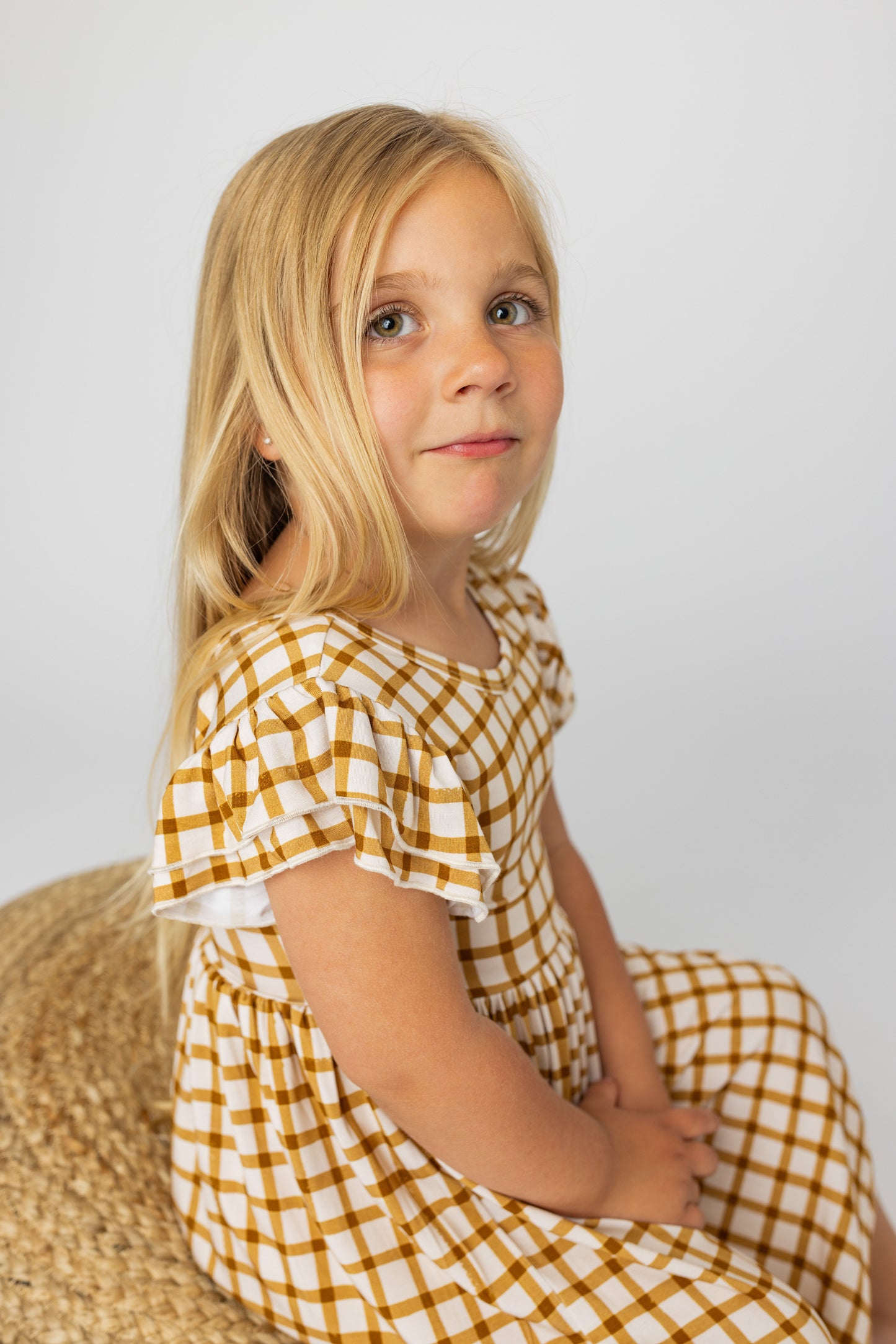 Caramel Gingham Bamboo Twirl Dress