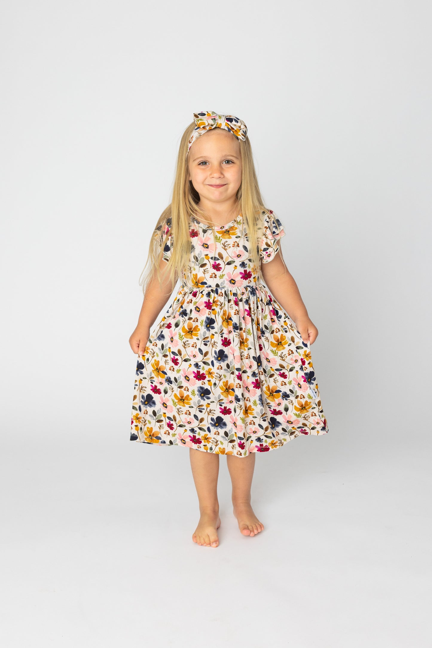 Watercolor Floral Bamboo Twirl Dress