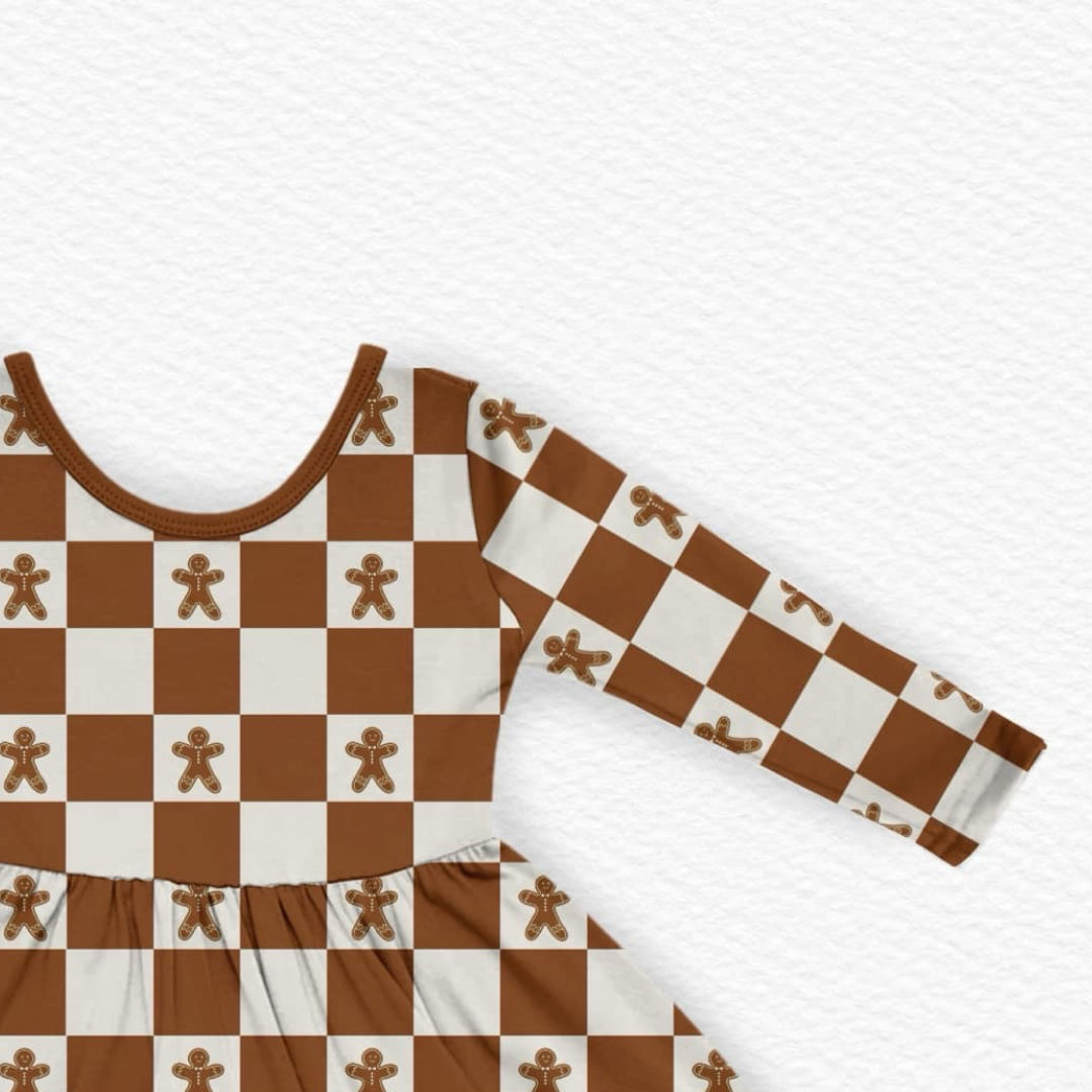 Christmas Gingerbread Checkered Bamboo Long Sleeve Twirl SUNNY + MAMA Christmas Gingerbread Checkered Bamboo Long Sleeve Twirl SUNNY + MAMA