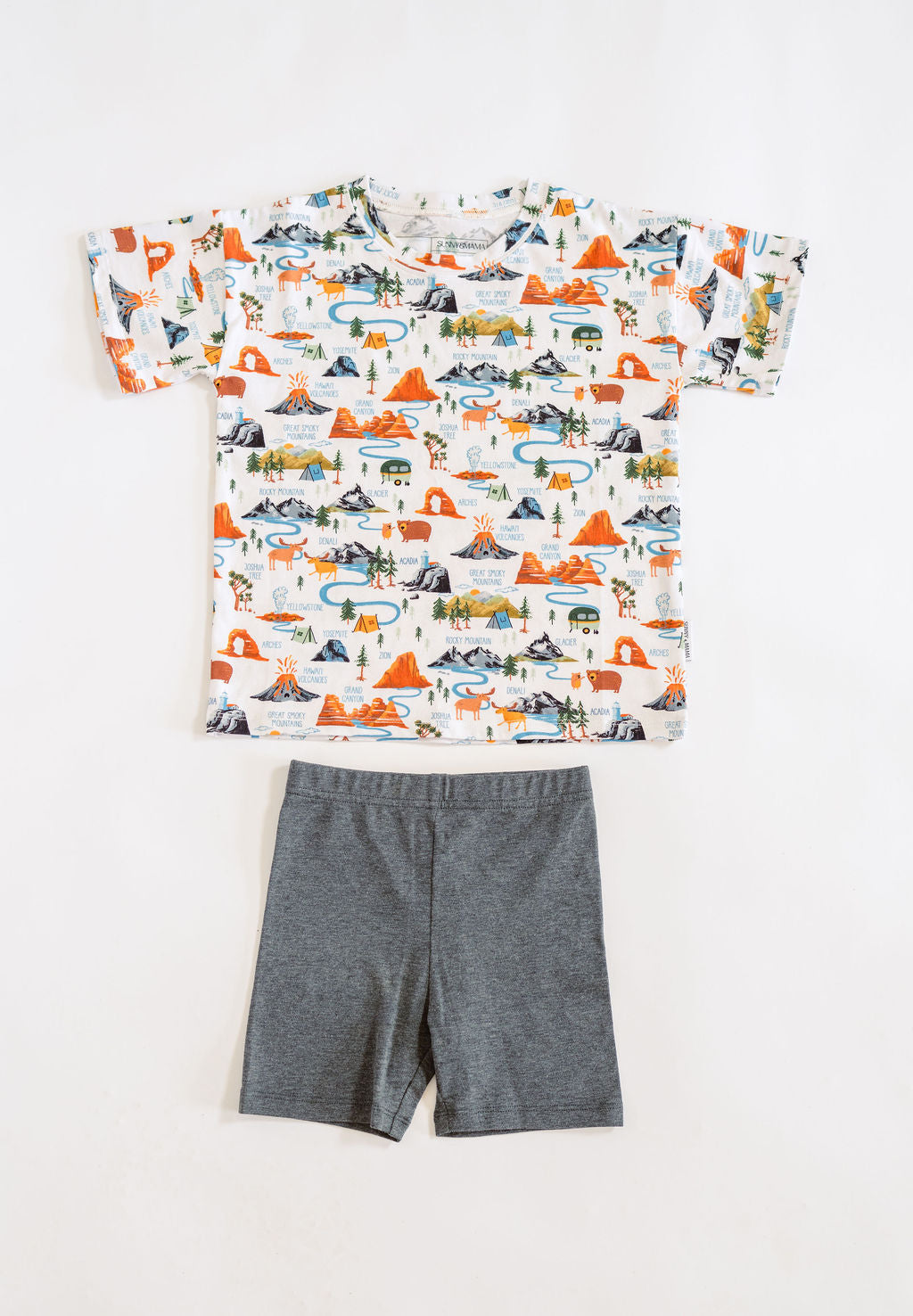 National Parks 3-Piece Bamboo Biker Set with Matching Graphic Tee