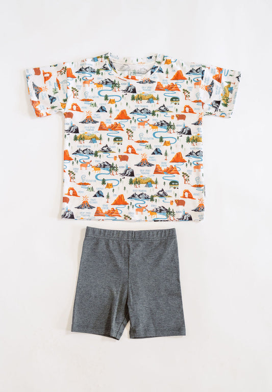 *REP SHOP* National Parks 3-Piece Bamboo Biker Set with Matching Graphic Tee