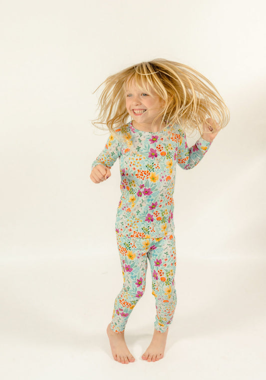 Garden Daydream Ribbed Two-Piece Children's Bamboo Set