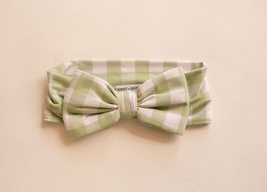 Nora's Homestead Sage Gingham Hair Bow