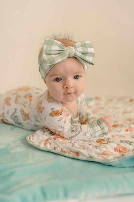 Nora's Homestead Sage Gingham Hair Bow