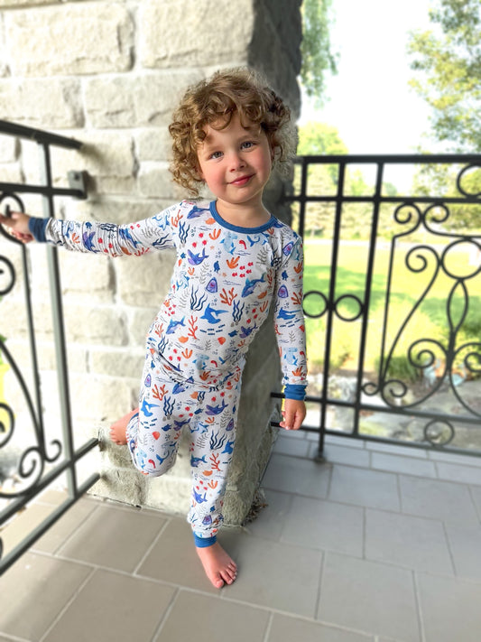 Slumber Sharks Two-Piece Children's Bamboo Set