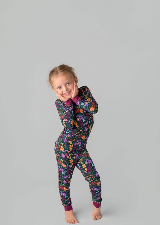 Midnight Floral Two-Piece Children's Bamboo Set