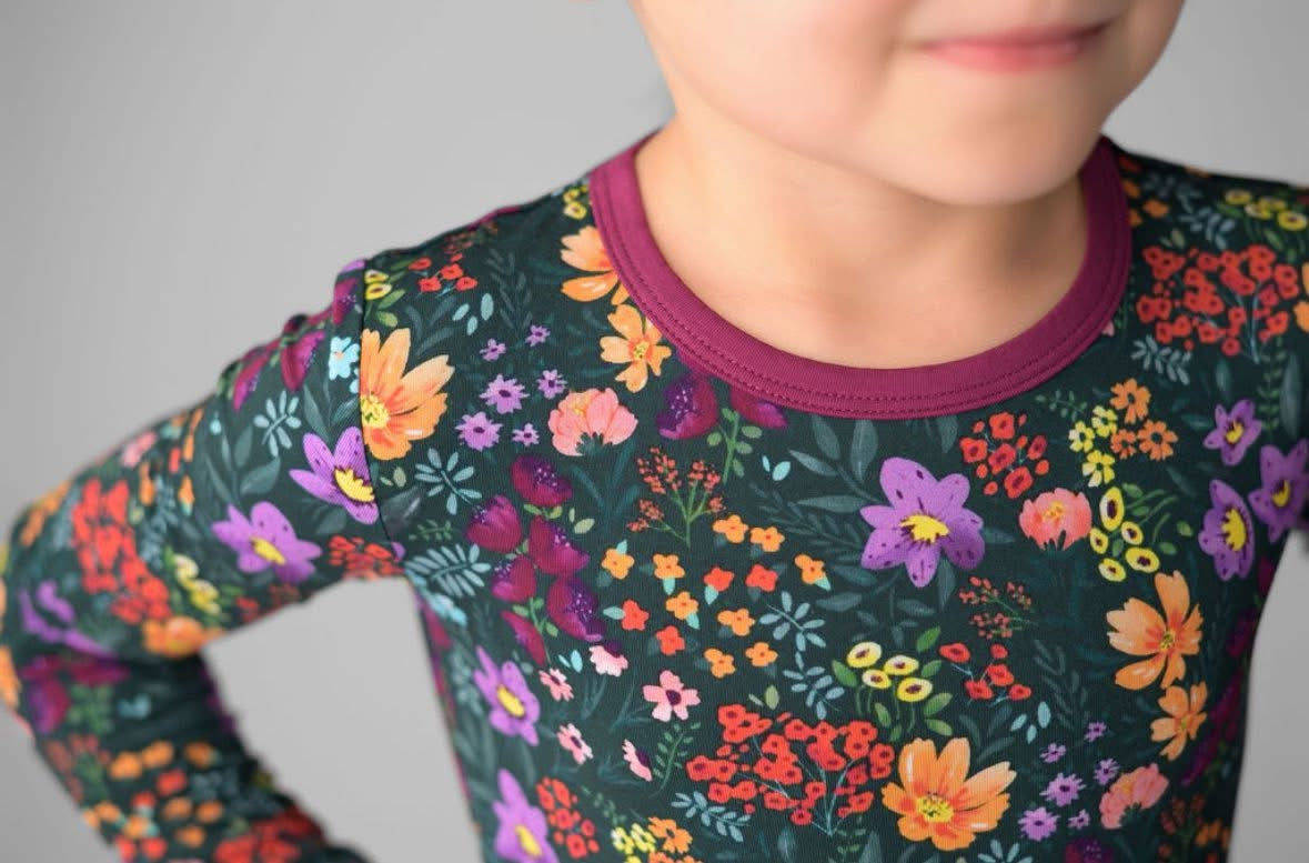 Midnight Floral Two-Piece Children's Bamboo Set