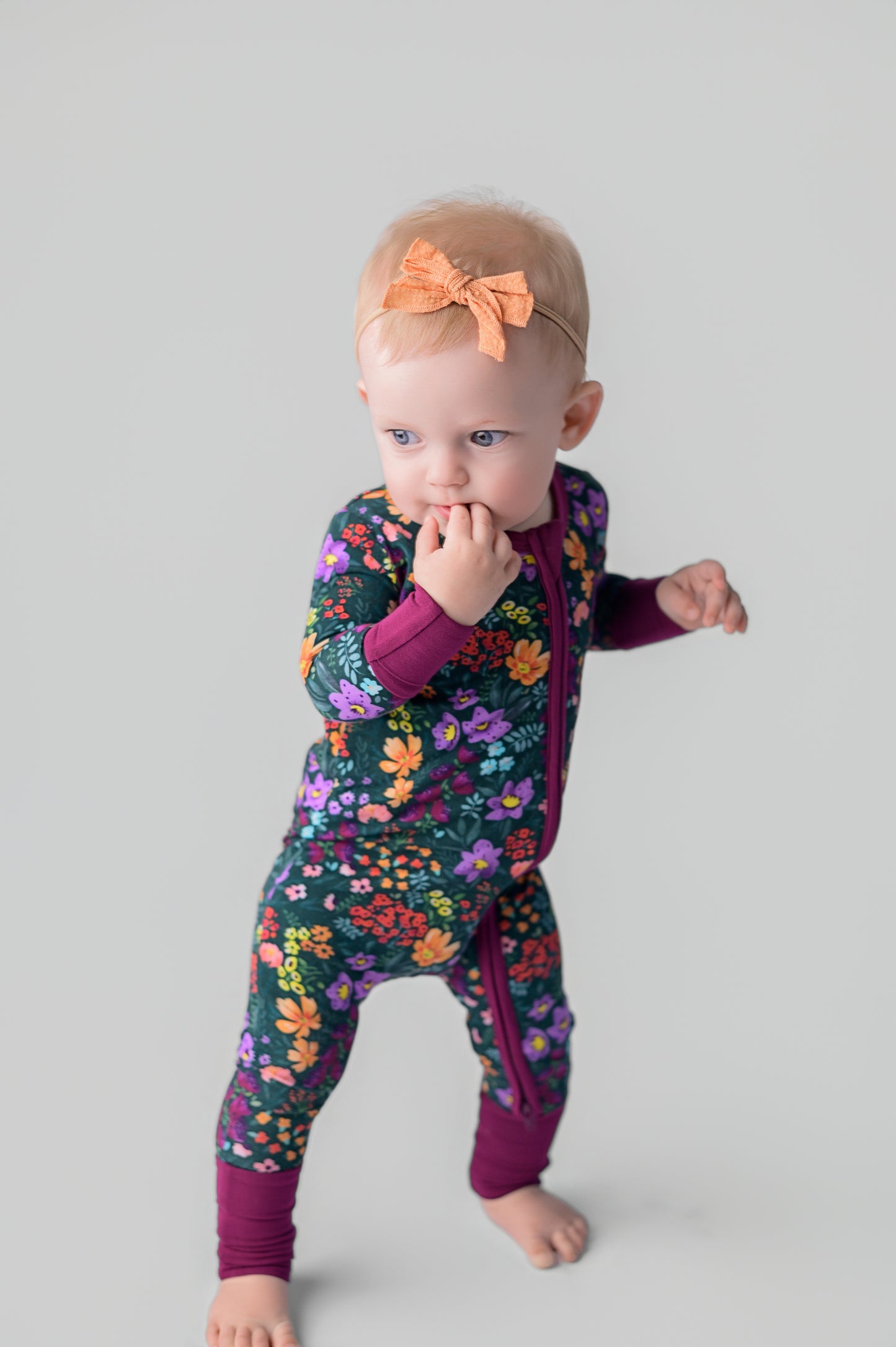 Midnight Floral Bamboo Viscose 2-Way Zipper Romper