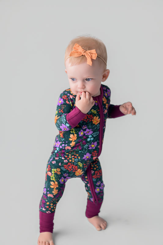 Midnight Floral Bamboo Viscose 2-Way Zipper Romper