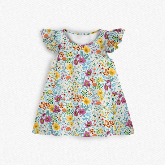 Garden Daydream Ribbed Bamboo Slouchy Twirl Dress with Pockets