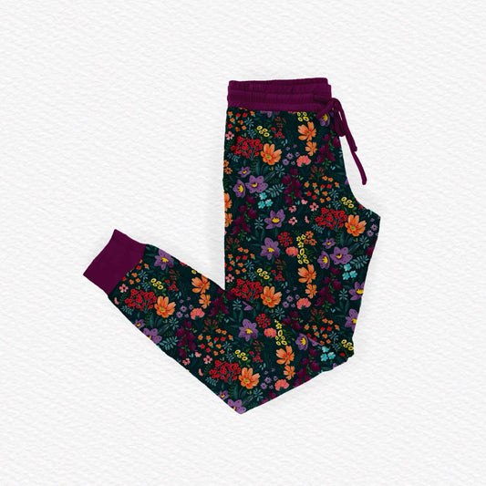 PRE-ORDER: Midnight Floral Bamboo Mom Joggers