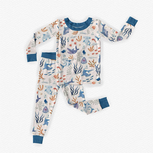 Slumber Sharks Two-Piece Children's Bamboo Set