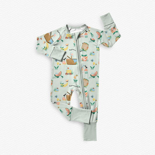 Summer Picnic Bamboo Viscose 2-Way Zipper Romper
