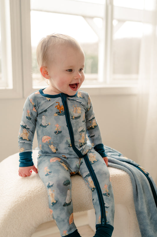 Winnie the Pooh April Showers Bamboo Viscose 2-Way Zipper Romper