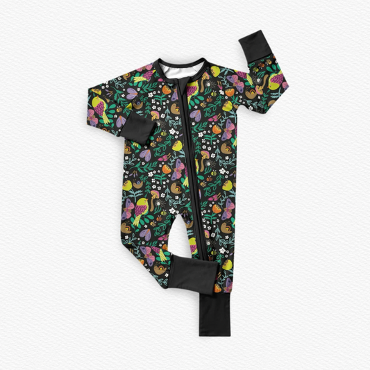 Rylen's Woodland Zipper Romper Midnight