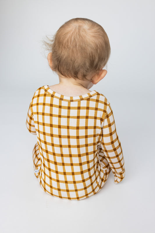 Caramel Gingham Bamboo Romper