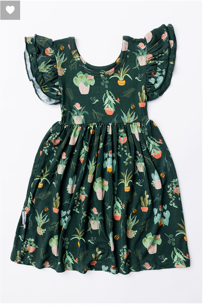 Houseplants Galore Twirl Dress in Hunter