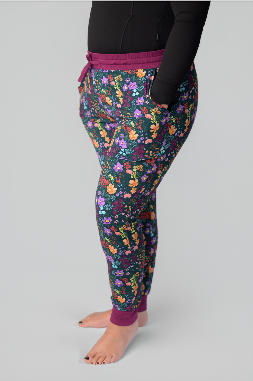 Midnight Floral Bamboo Mom Joggers