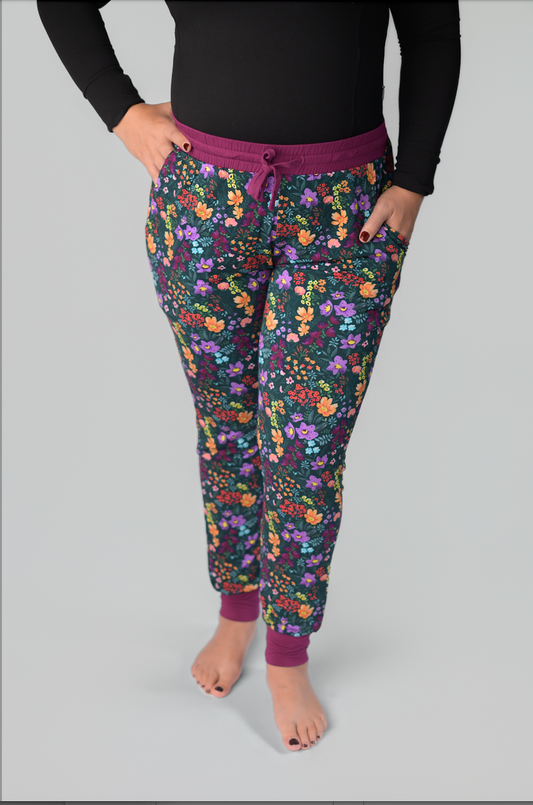 Midnight Floral Bamboo Mom Joggers