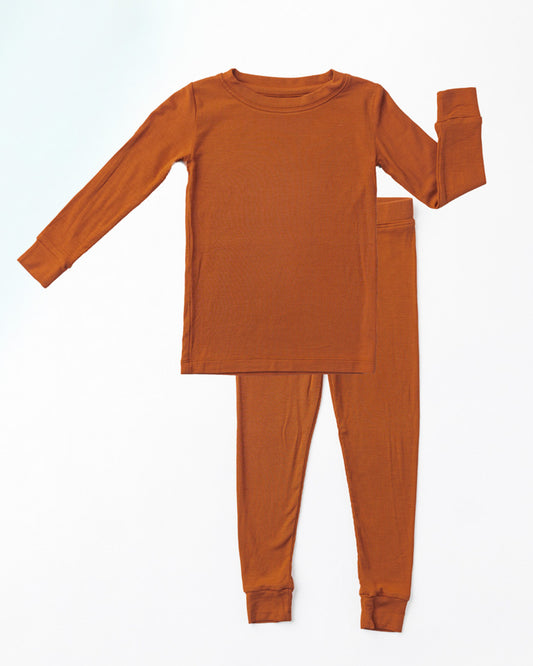 Rust Ribbed Solid Two-Piece Bamboo Set