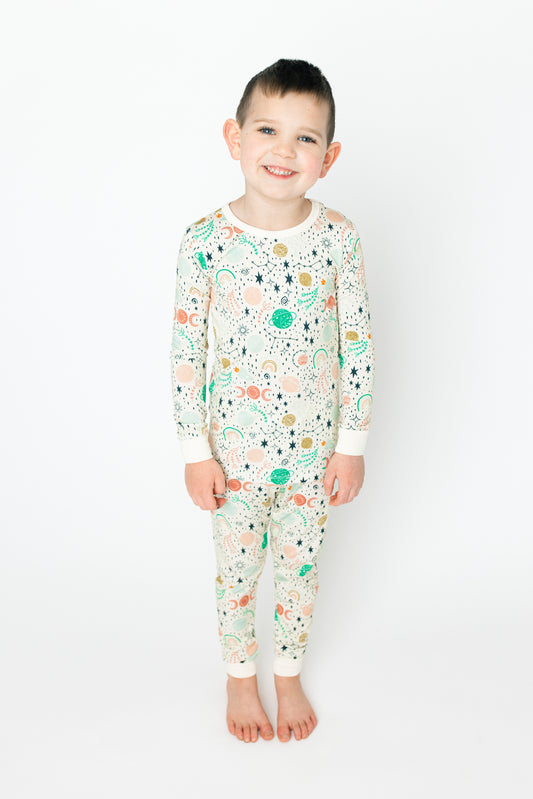 Good Morning Moons Two-Piece Pajama Set Cream