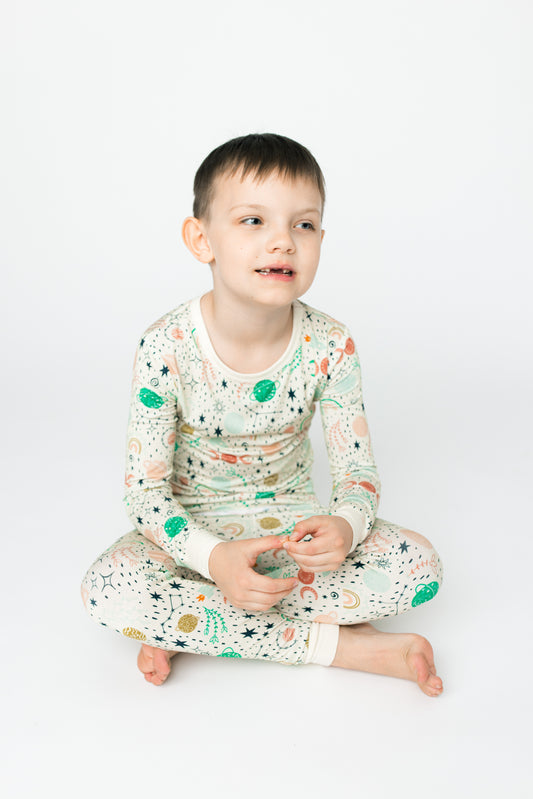Good Morning Moons Two-Piece Pajama Set Cream