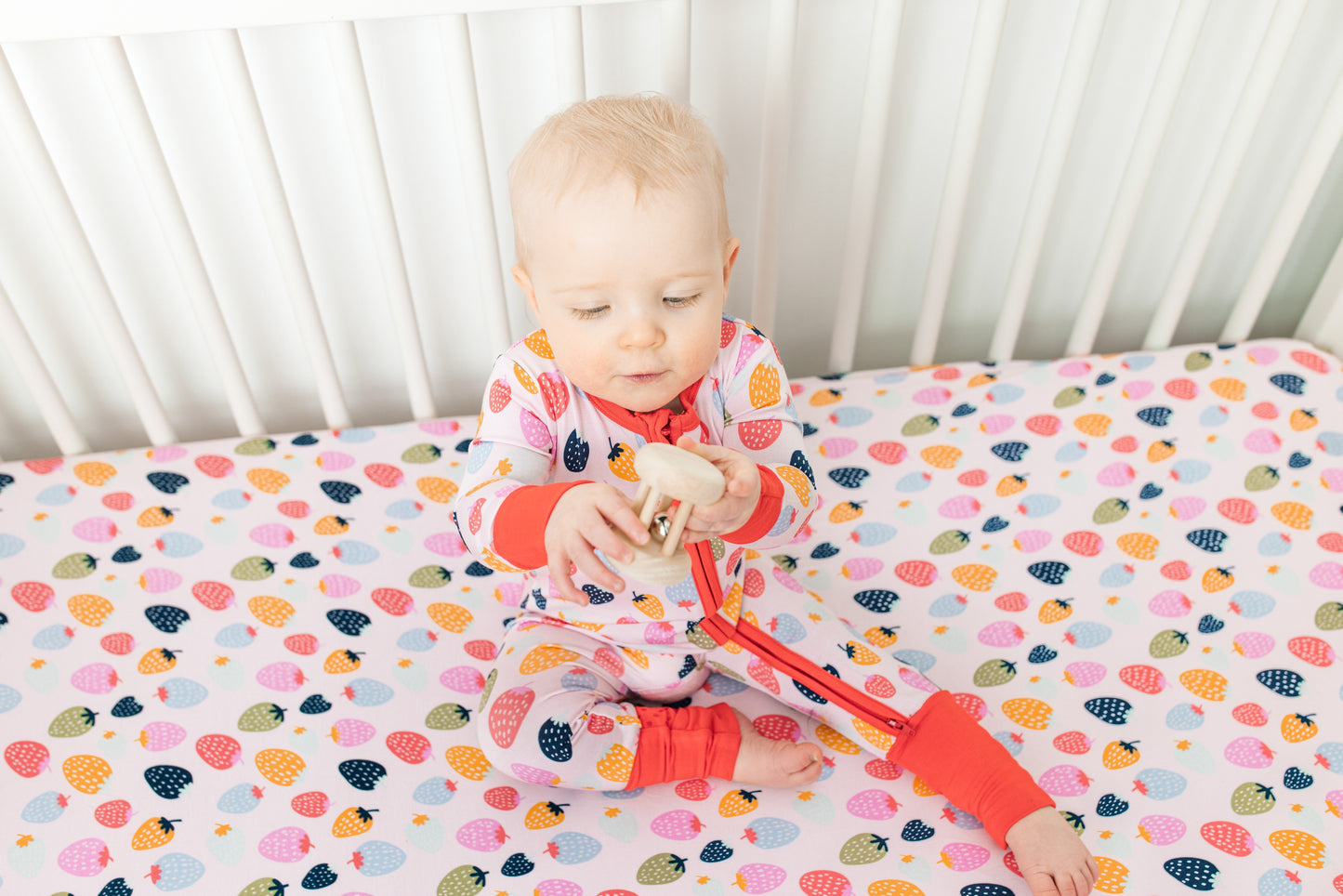 Strawberry Solstice Bamboo Crib Sheet