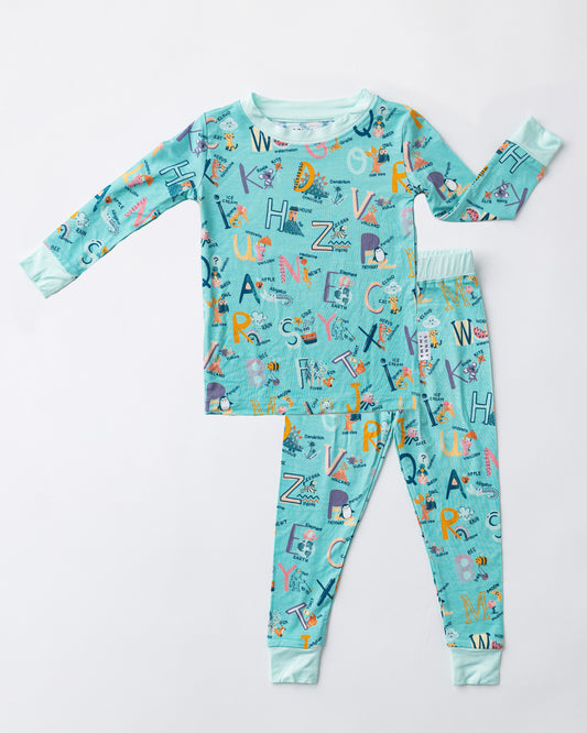 Finlee's Blue Pastel ABC's Two-Piece Pajama Set