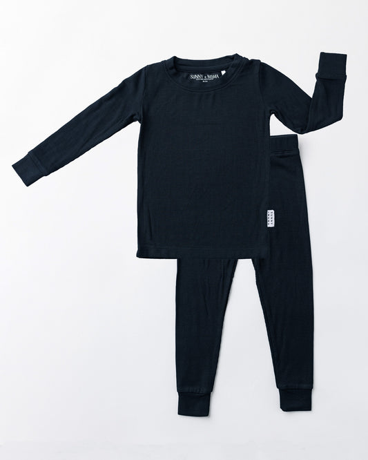 Black Ribbed Solid Two-Piece Bamboo Set