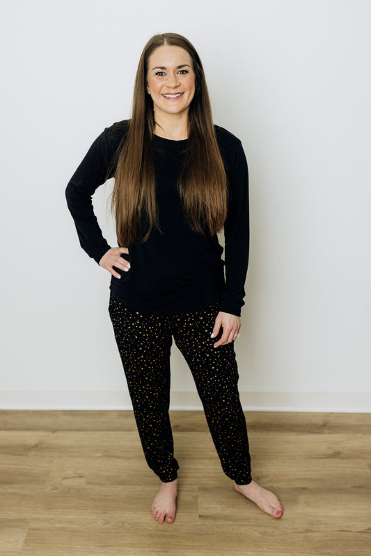 Onyx Sparkle Mom Joggers