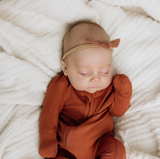 Rust Ribbed Solid Bamboo Romper