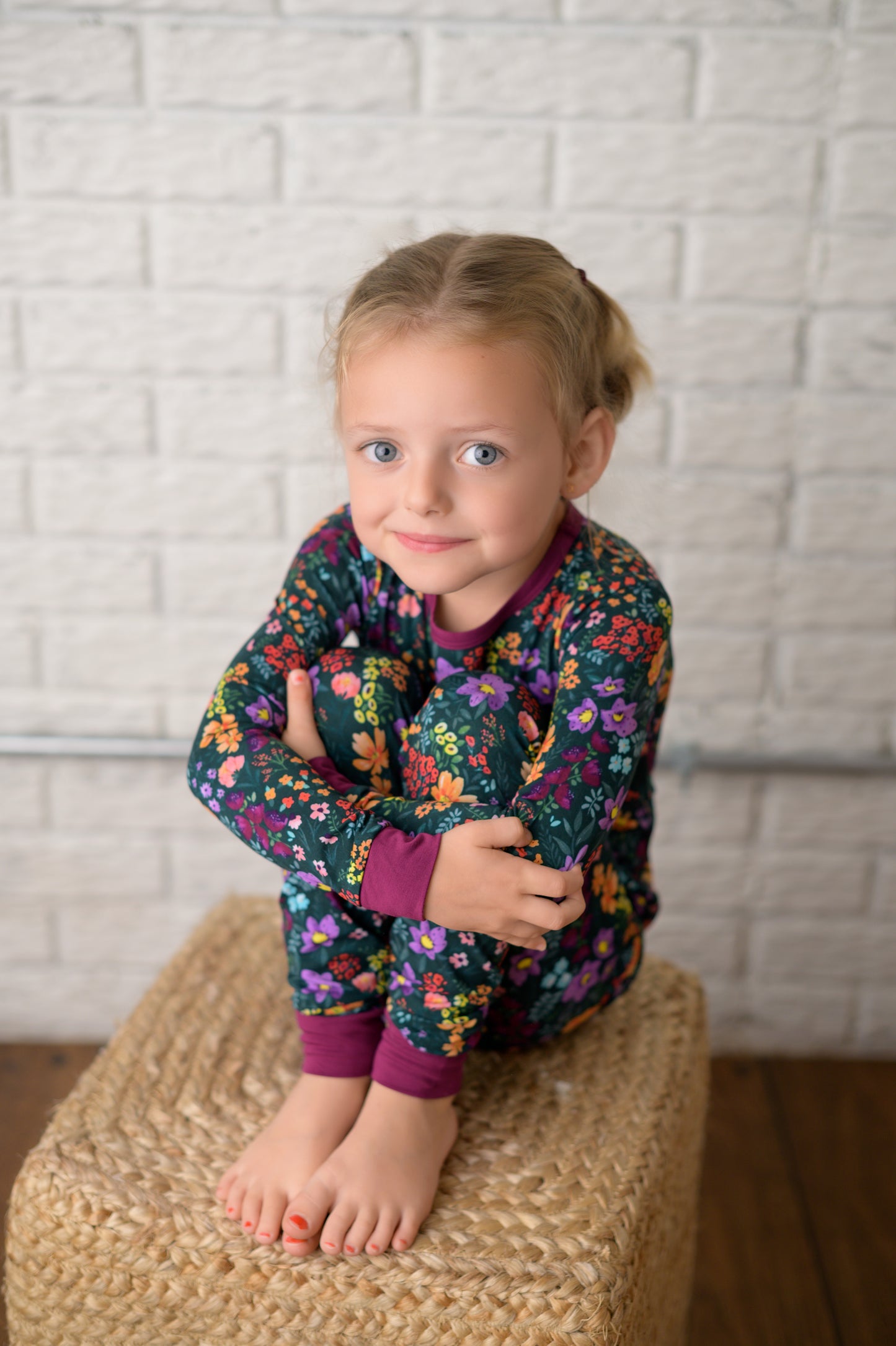 Midnight Floral Two-Piece Children's Bamboo Set