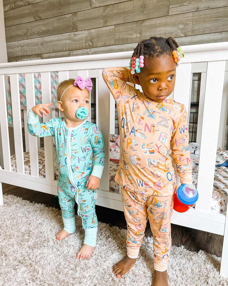 Finlee's Peach Pastel ABC's Two-Piece Pajama Set