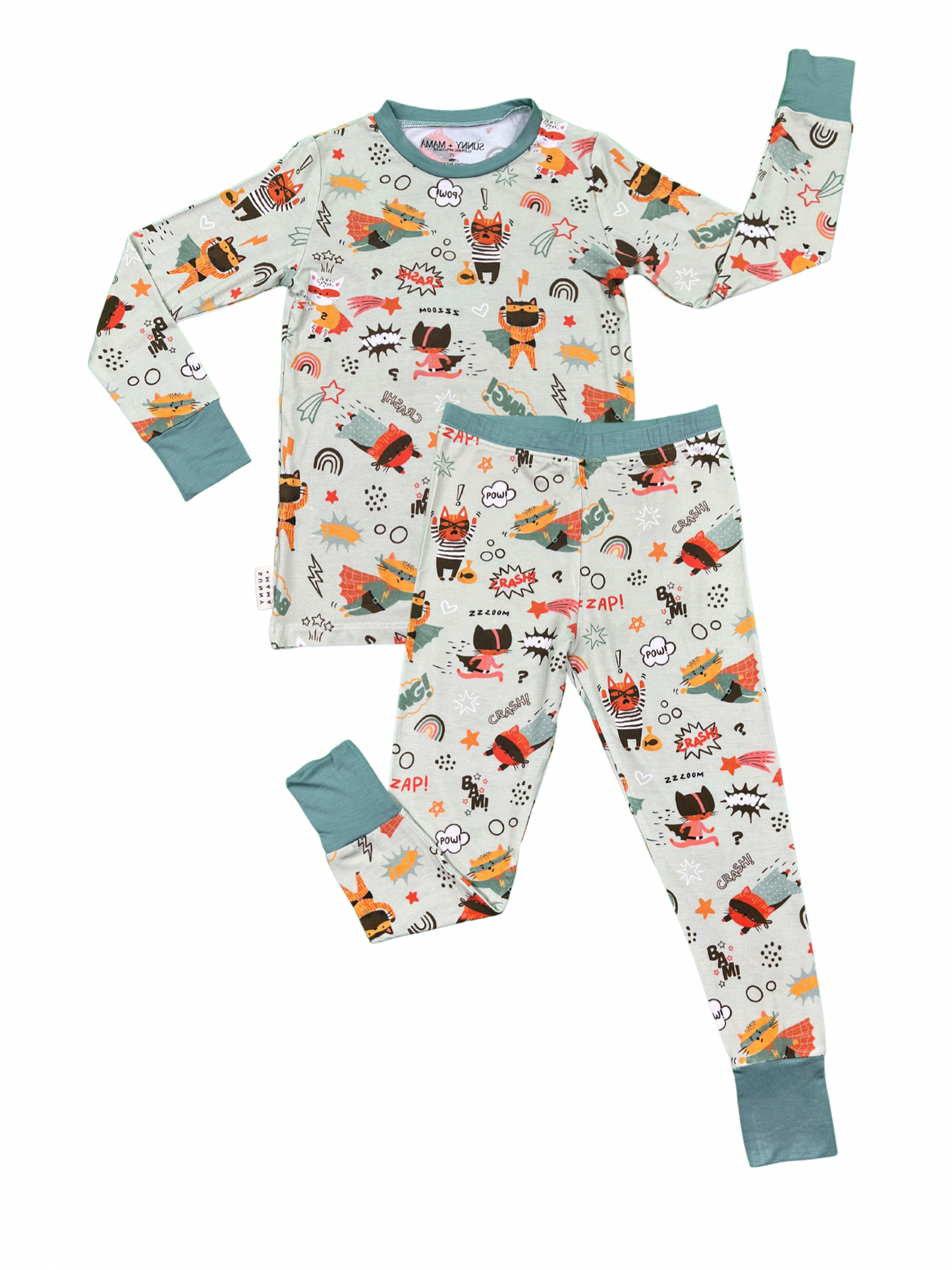 Hazel's Kitty Cat Crash Two-Piece Pajama Set Blue