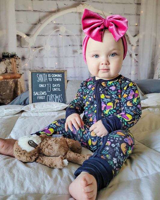 Rylen's Woodland Zipper Romper Midnight