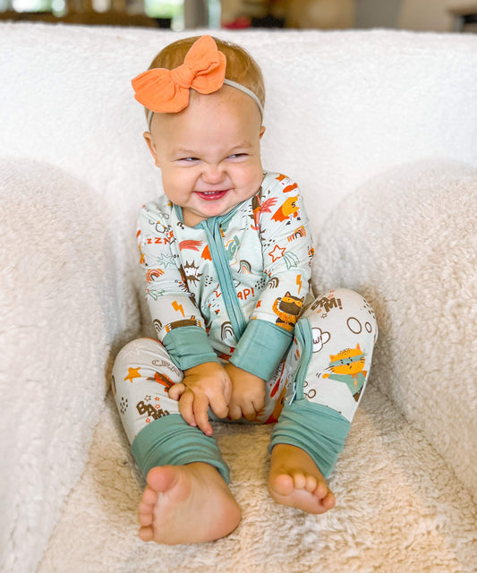 Hazel's Kitty Cat Crash Zipper Romper Blue